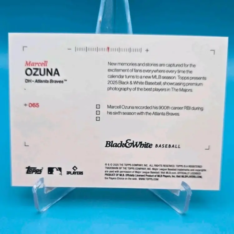 Marcell Ozuna 2025 Topps Black & White (B&W) Orange Parallel 5/5 Atlanta Braves