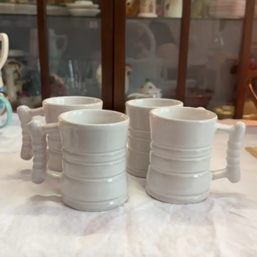 Set Of Four Frankoma C3 Demitasse Plainsman White Mugs