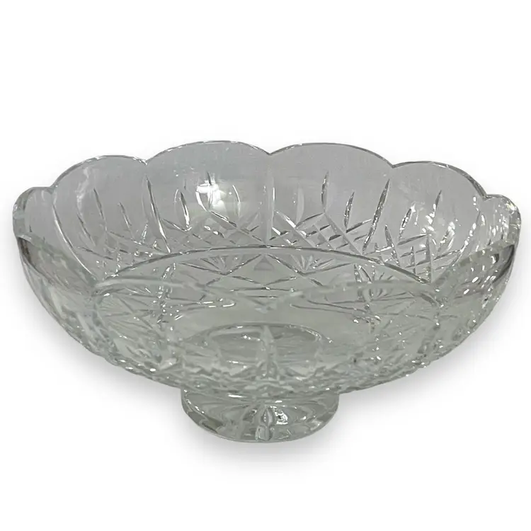 Waterford Crystal Lismore 10” Pedestal Bowl With Scalloped Edges (One Small Chip See Photo)