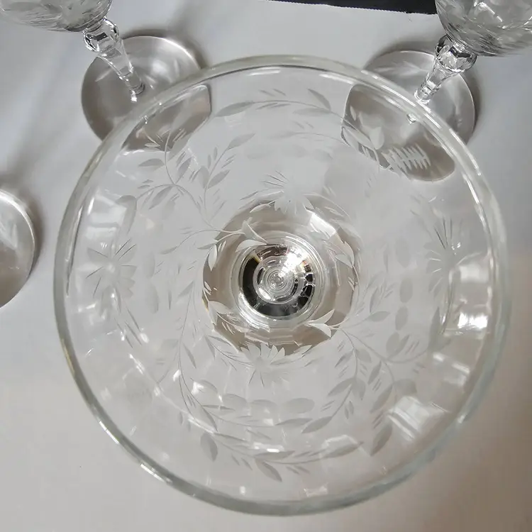 Vintage Rock Sharpe Wheel Cut Crystal Tall Sherbets