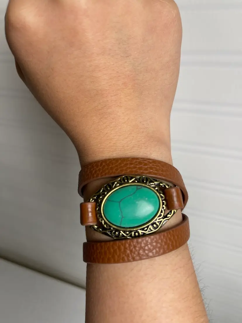 Women's Wrap Around Bracelet Reversible Charm Metal Turquoise Whimsy Boho Fairy