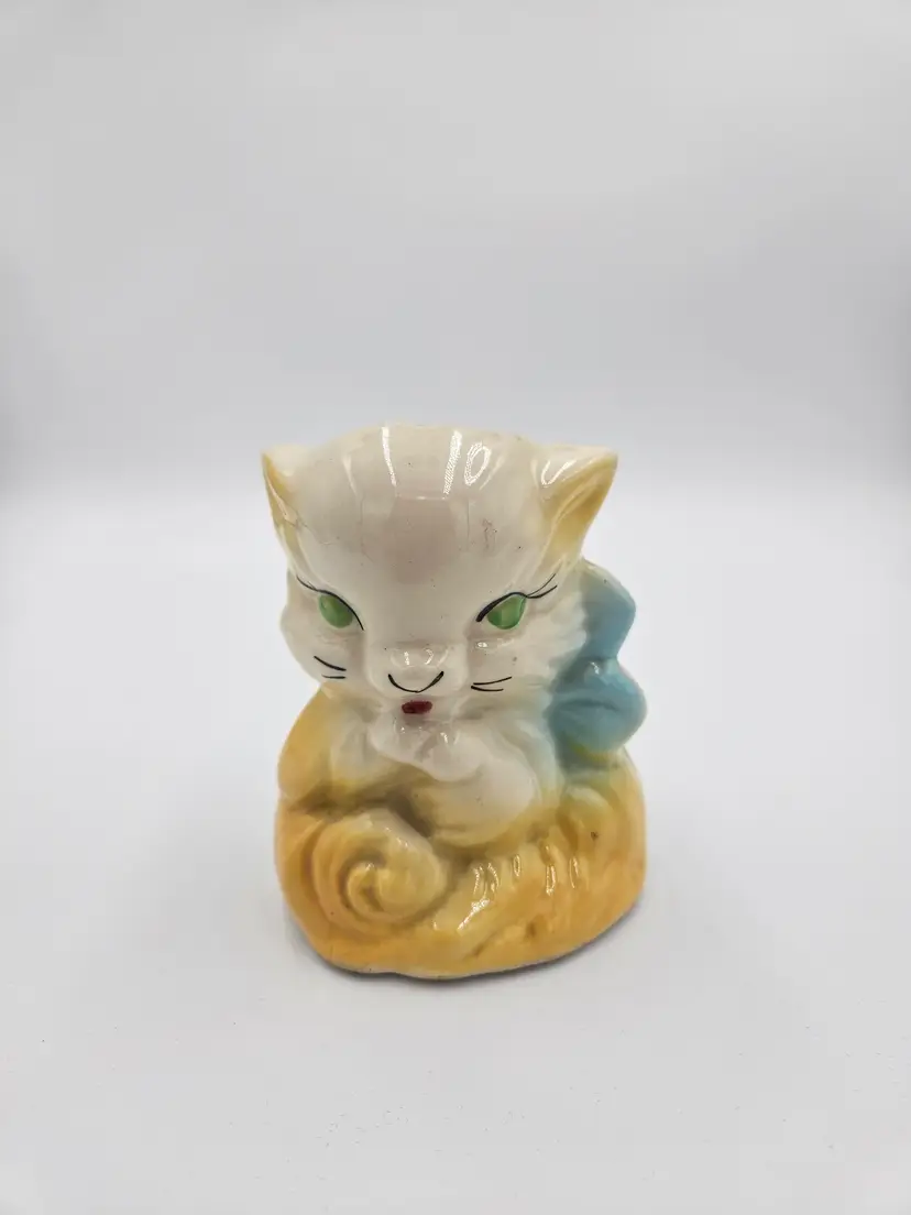 #C7 Kitten Head Glazed Ceramic Planter