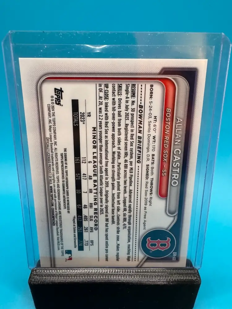 Allan Castro 1st Bowman Sapphire Auto Boston Red Sox