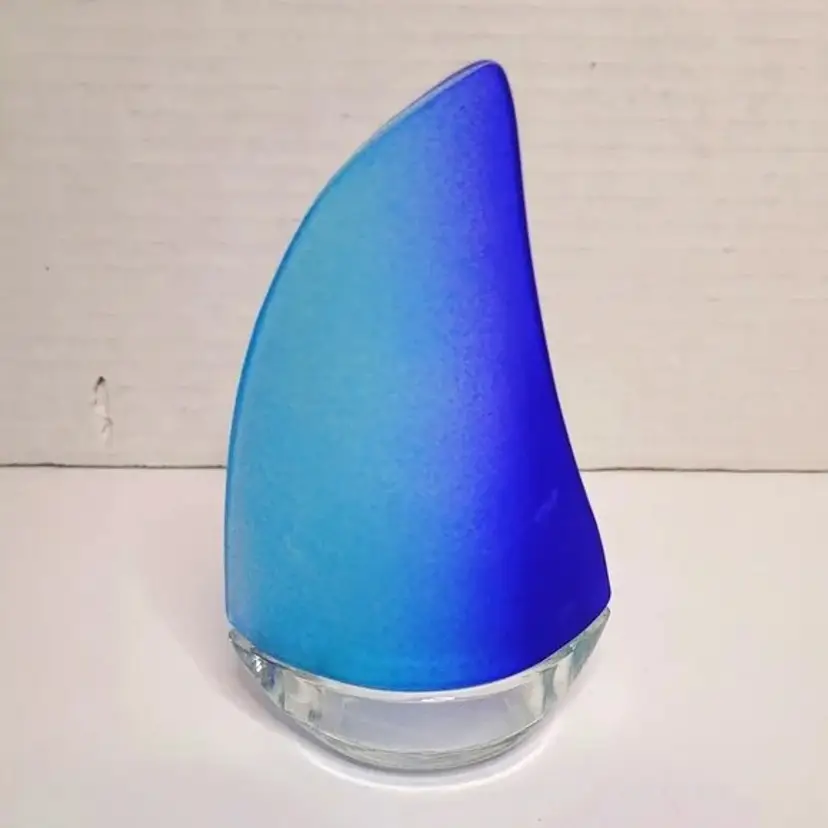Blue Ombre Glass Sailboat Tealight Candleholder