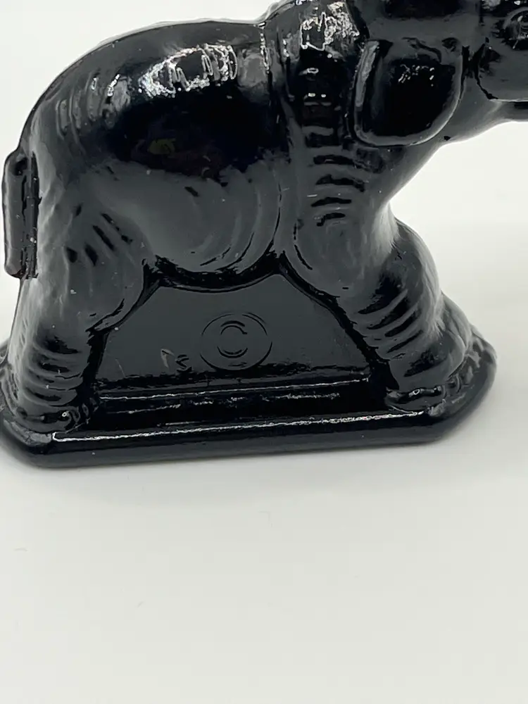 Vintage Miniature Black Glass Elephant
