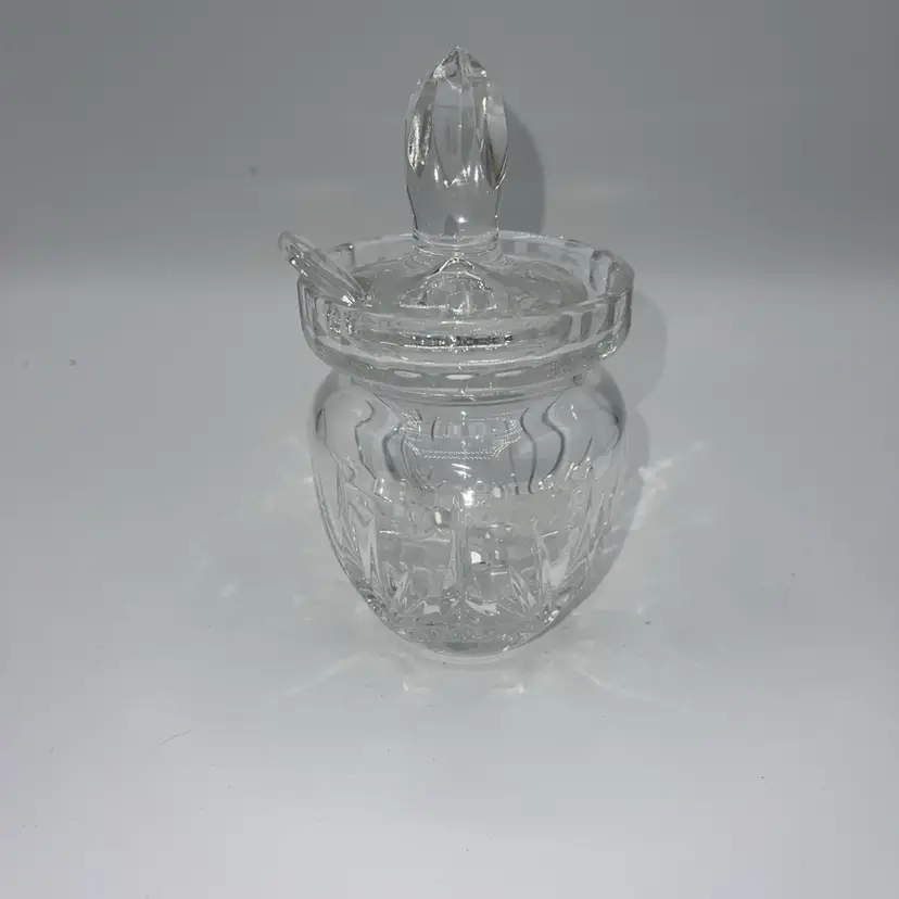 Waterford Marquis Crystal Jam Jar with Lid & Crystal Spoon 5.75”