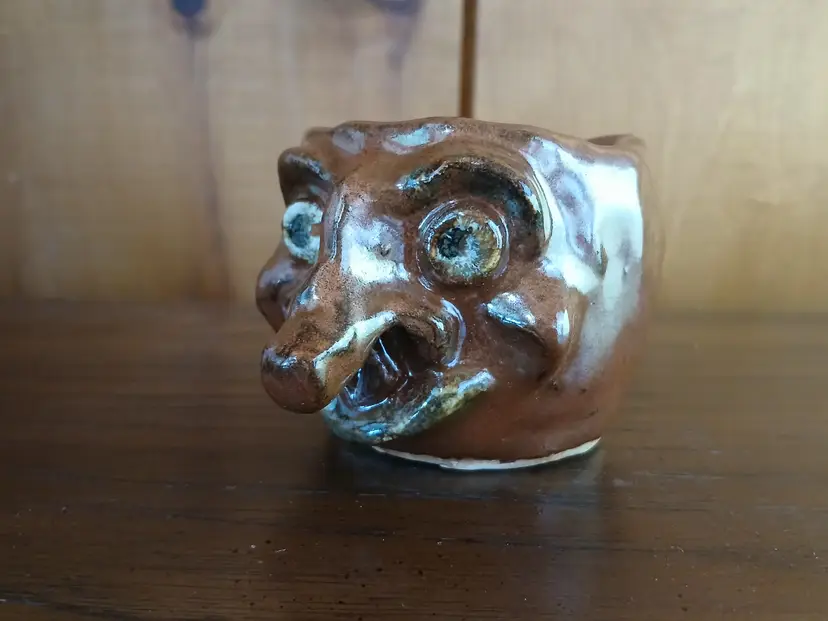 Vintage Ugly Face Folk Studio Art Pottery Mini Planter Mug Quirky Unique Weirdo