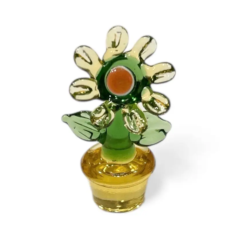 Mini Handblown Art Glass Yellow Flower Figurine