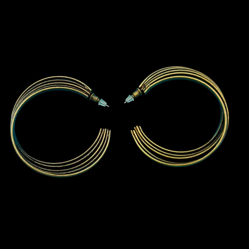 Vintage-Style Wide Band Hoop Earrings – Antiqued Gold-Tone