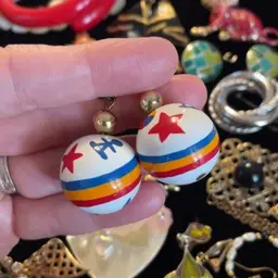 Nautical Theme Wooden Painted Earrings