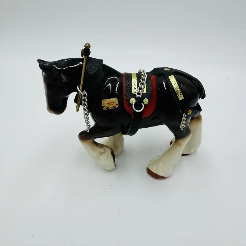 Melba Ware Horse Figurine Brown & White Clydesdale Vintage England Ceramic
