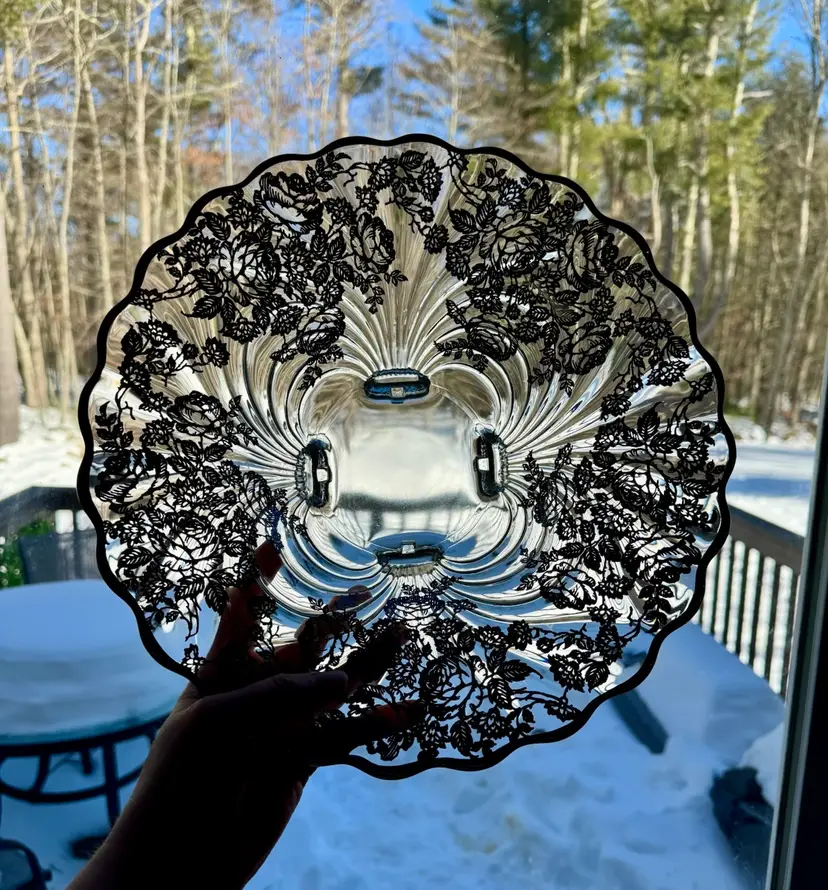 Vintage Console Bowl With Silver Overlay