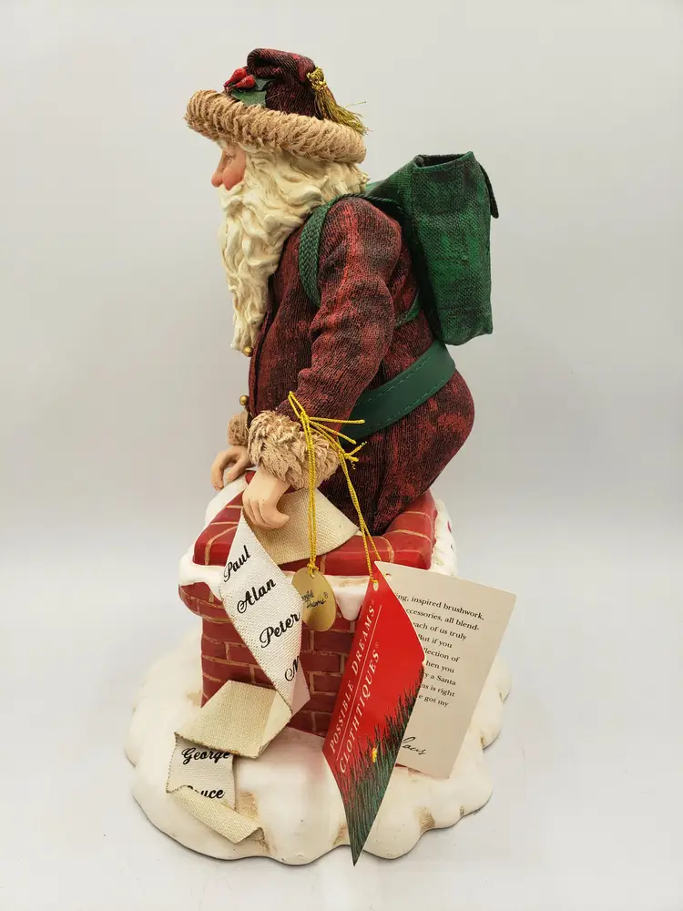 Vintage Possible Dreams Clothtique Santa Be Good 1999 Down The Chimney Christmas. Very detailed Santa.