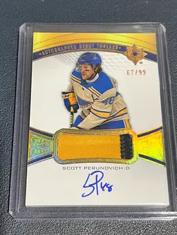 2021-22 Upper Deck Ultimate Autograph Debut Threads Scott Perunovich /99