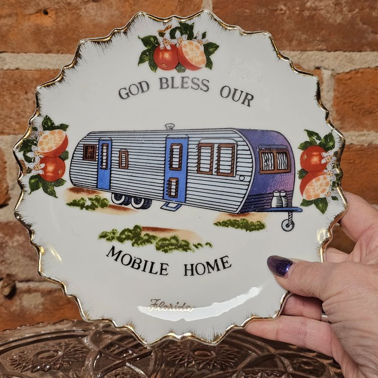 Vintage Welcome To Our Mobile Home Plate Wall Hanging Florida Oranges