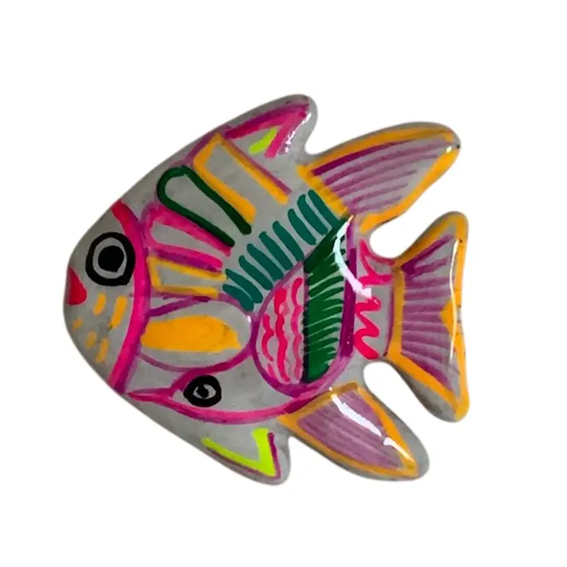 21 Beautiful Two-headed Fish 🐟 Mexican Talavera Pottery Magnet UV Reactive 2.75” Wide