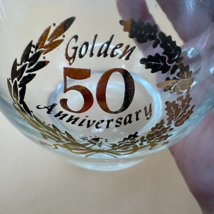 Vintage Clear glass pitcher manufactured by the West Virginia Glass Company, celebrate 50th "Golden" anniversary