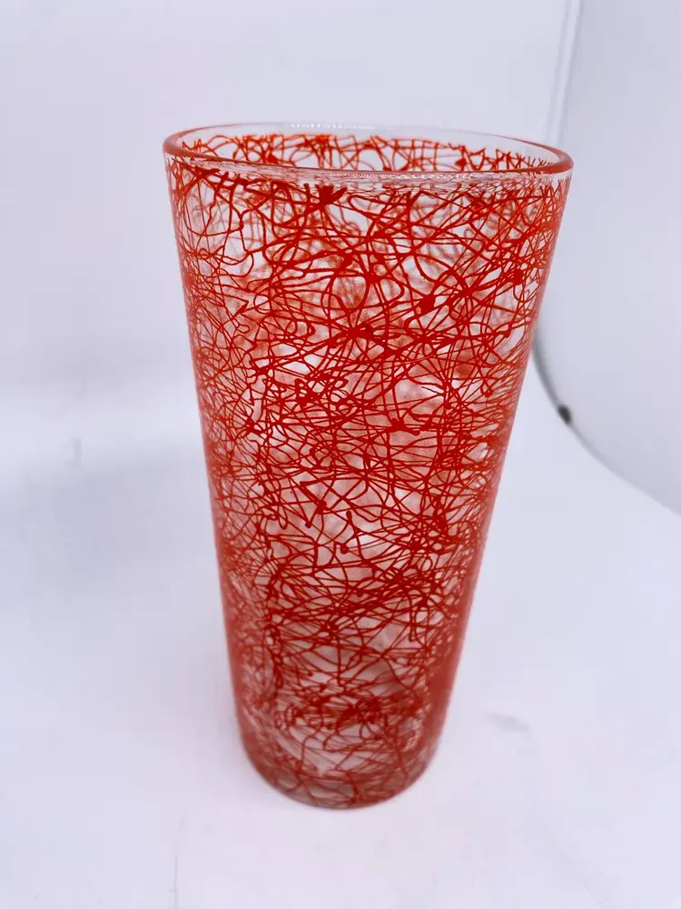 Vintage Orange Spaghetti Glass