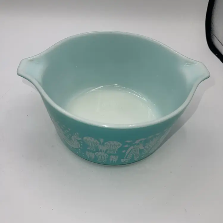 15-Vintage Pyrex #473 Turquoise Amish Butterprint 1 Qt Casserole No Lid