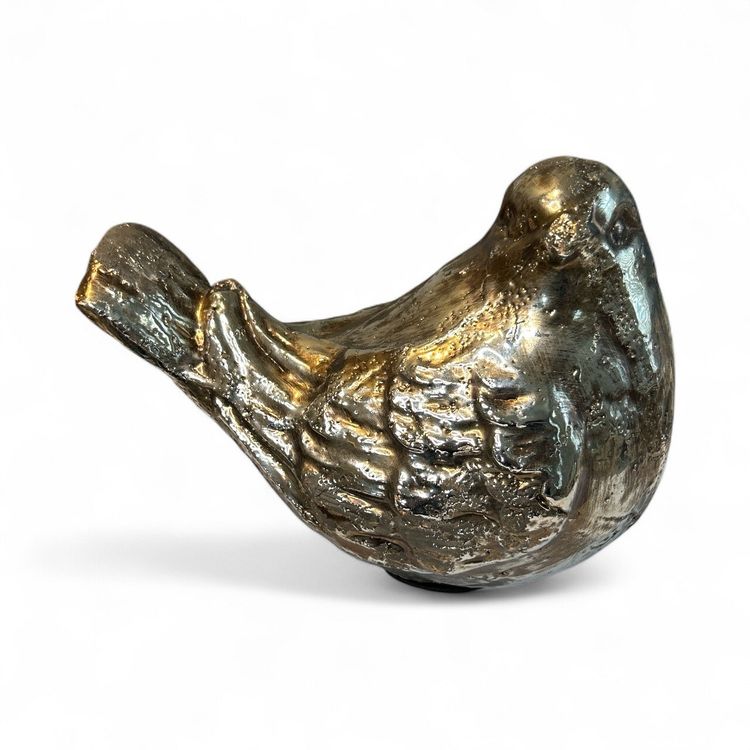 Ceramic Gold Bronze Metallic Glazed Bird Figurine