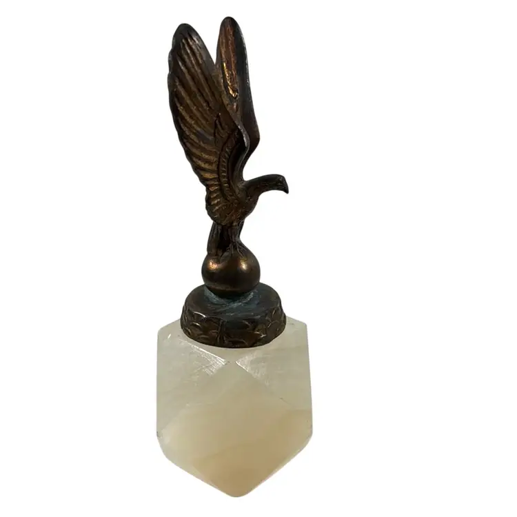 023. Multi-faceted Onyx with Brass Eagle 6” Paperweight