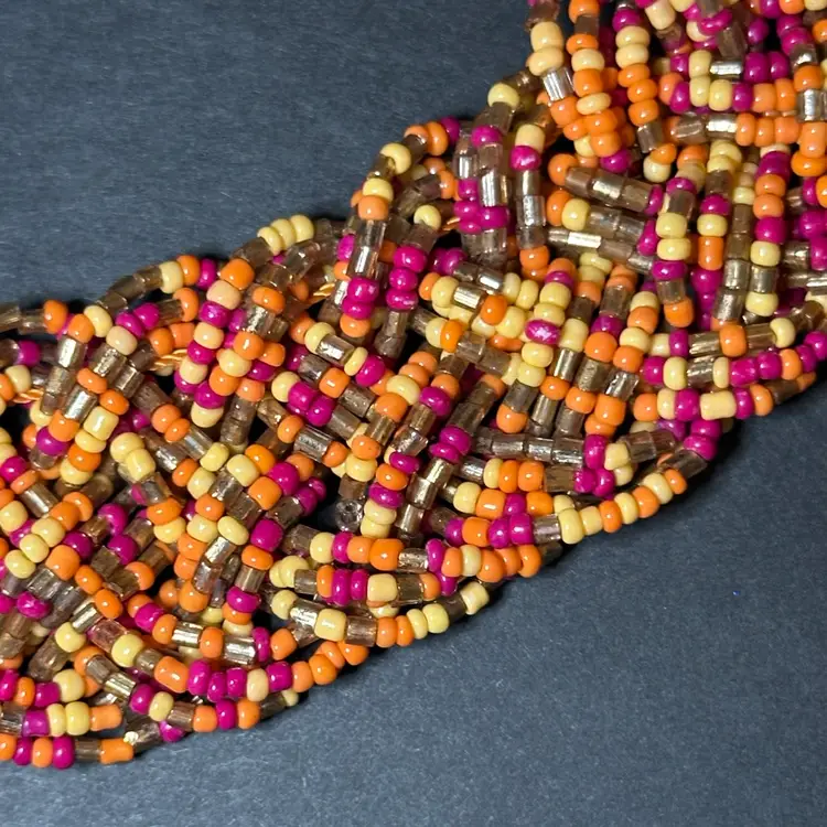 Vintage Multi-Colored Seed Bead Braided Necklace