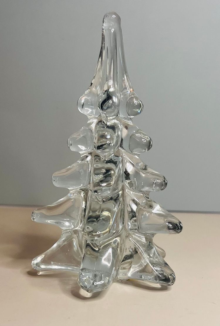 Vintage Sylvestri 5” Clear Glass Christmas Tree Taiwan Sticker