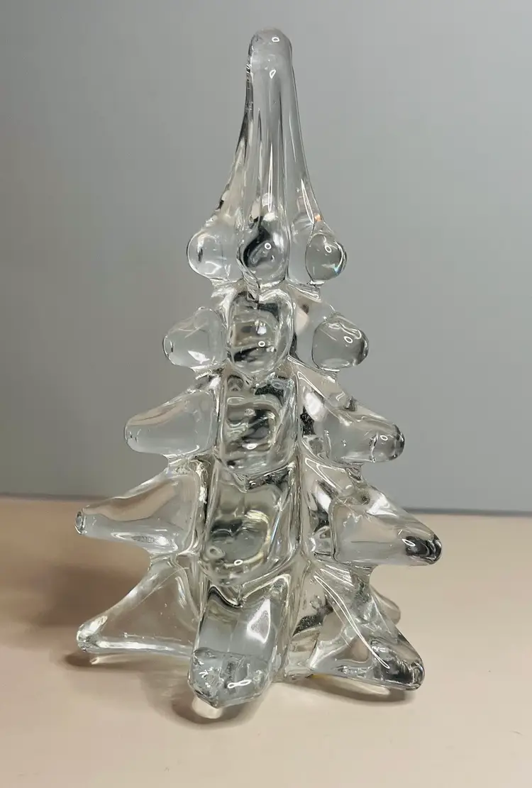 Vintage Sylvestri 5” Clear Glass Christmas Tree Taiwan Sticker