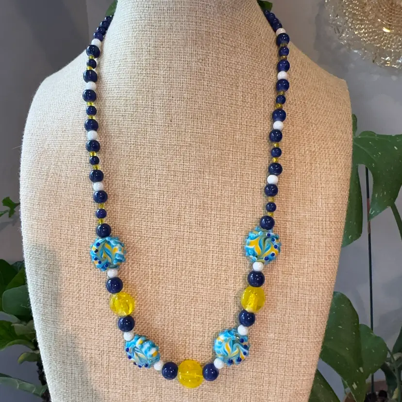 Handmade 24” Glass Beaded Necklace
