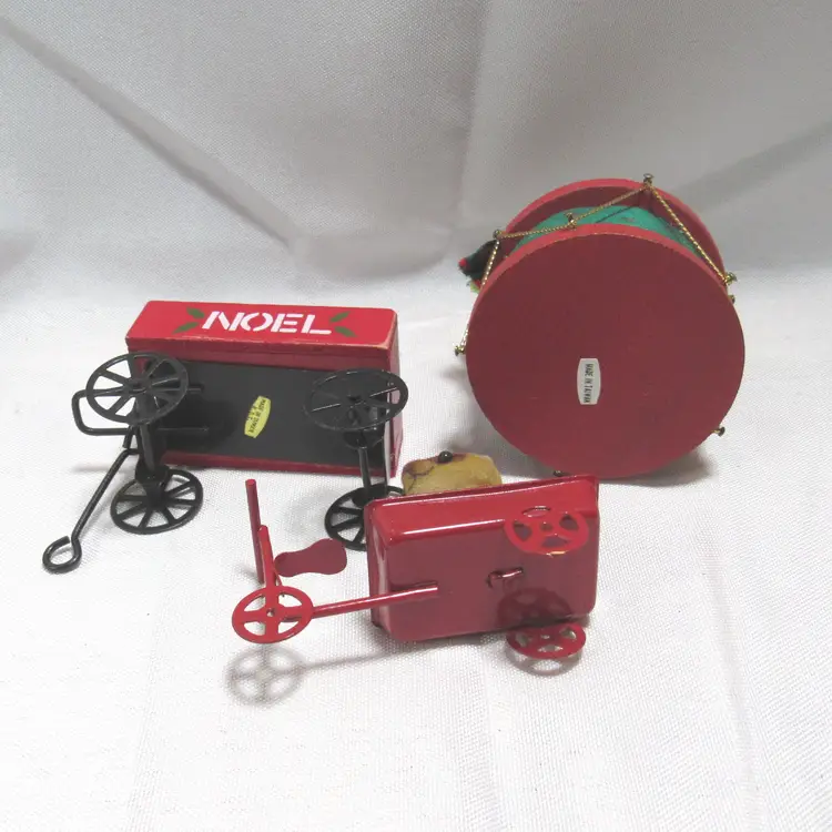 3 Assorted VTG Christmas Ornaments - Wood/Metal