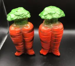 Vintage Carrot Salt & Pepper Shaker Ceramic  Japan, 5 1/2 Inches Tall