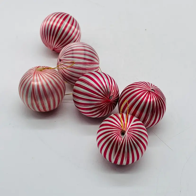 Red/White Striped Ornament Balls