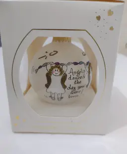 Teresa Thibault Handpainted Glass Ornament Angels Danced the Day You Were Born