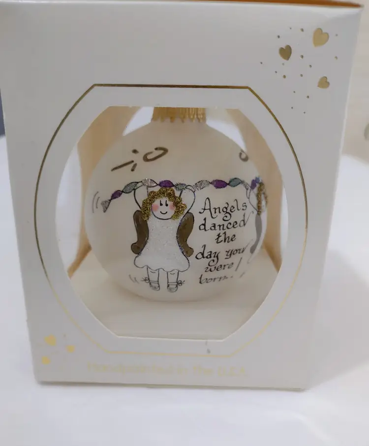 Teresa Thibault Handpainted Glass Ornament Angels Danced the Day You Were Born