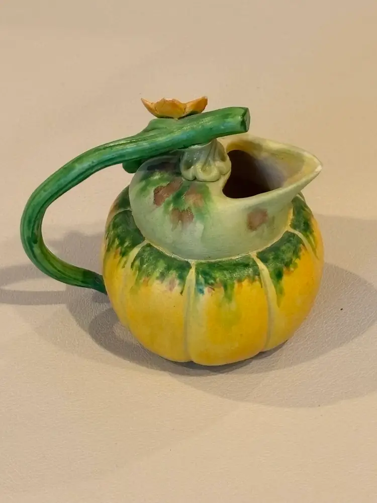 Vintage Bisque Pottery Mini Squash Creamer