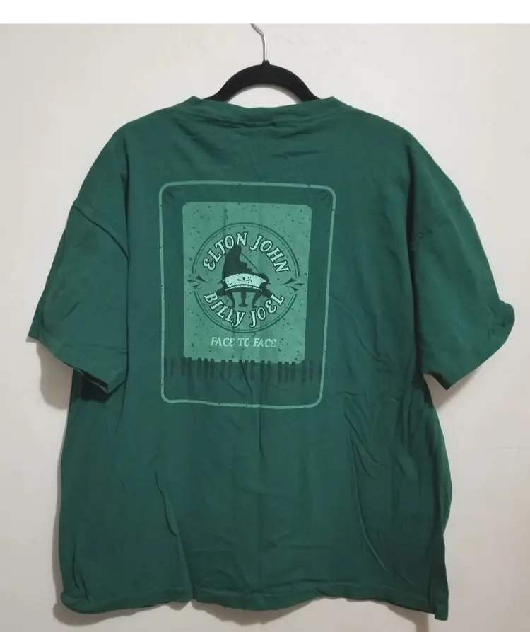 Vintage Elton John Billy Joel Face To Face Tour 2002 Green T Shirt XL