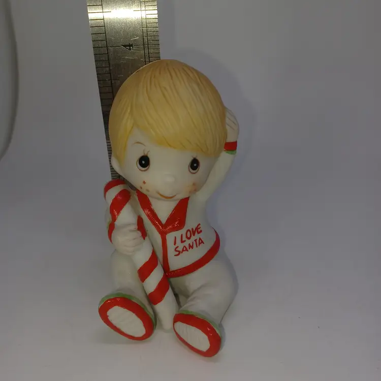 Vintage Russ Berrie Co # 2470 Christmas Boy "I Love Santa" Pajamas Figurine