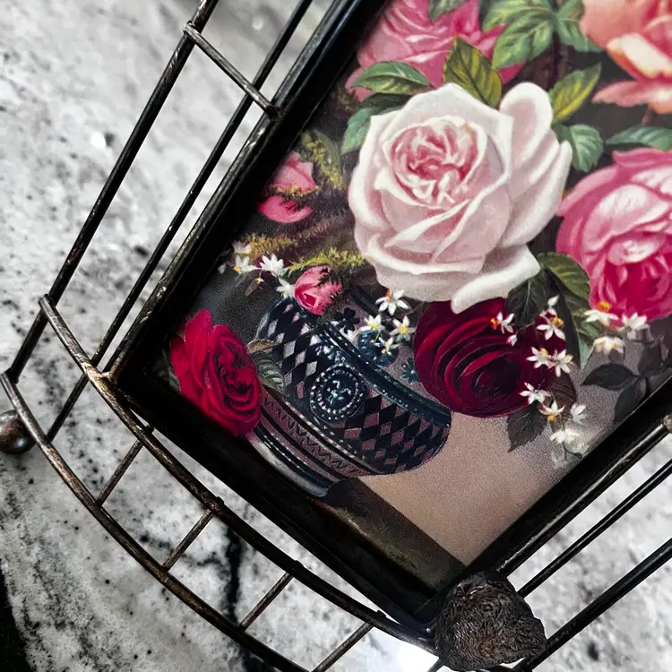 023 Upcycled Floral Bird Cage Frame