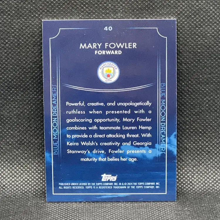 Mary Fowler 2024 Topps Manchester City Team Set Blue Moon Soccer Card