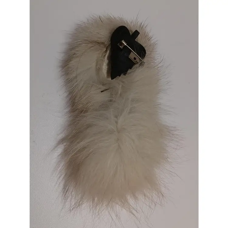 Vintage 1930's Porcelain Face Brooch Surrounded By Mink Fur