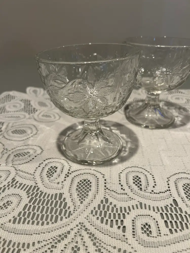 Princess House Dessert Bowls Crystal Fantasia Design Set Of 4 H 4.5in Diameter 4 In Wt 4#