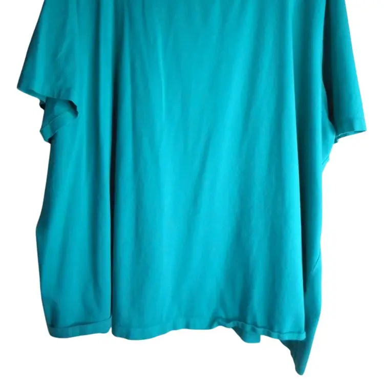 Catherines Size 3x 26/28 W Solid teal knit shirt short sleeve Suprema