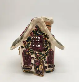 Blue Sky Corp Heather Goldminc Holly Berry Cottage Candle Holder House Only 2002