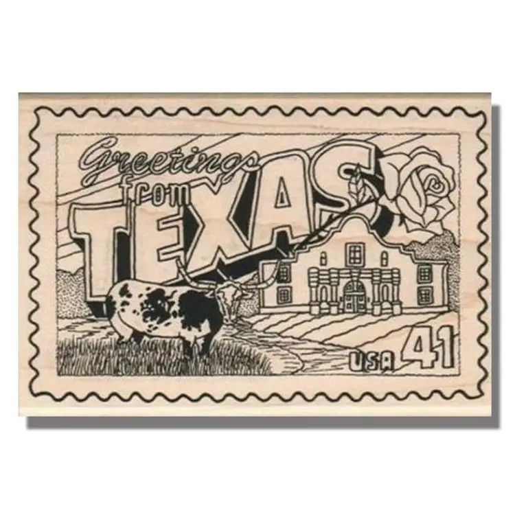 Greetings From Texas Postcard Rubber Stamp