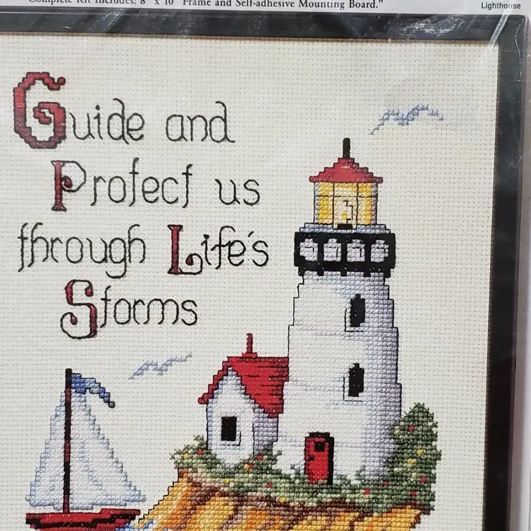 NMI LIGHTHOUSE Counted Cross Stitch Kit w/Frame 8" x 10" #4005