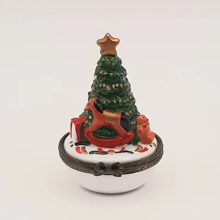 Vintage Hinged Christmas Tree Trinket Box