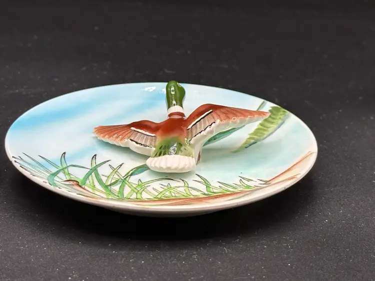 Vintage fine ceramic pheasant/duck plaques/plates 3-D style