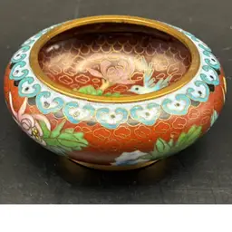 Small Cloisonné Trinket Dish With Floral And Bird Design