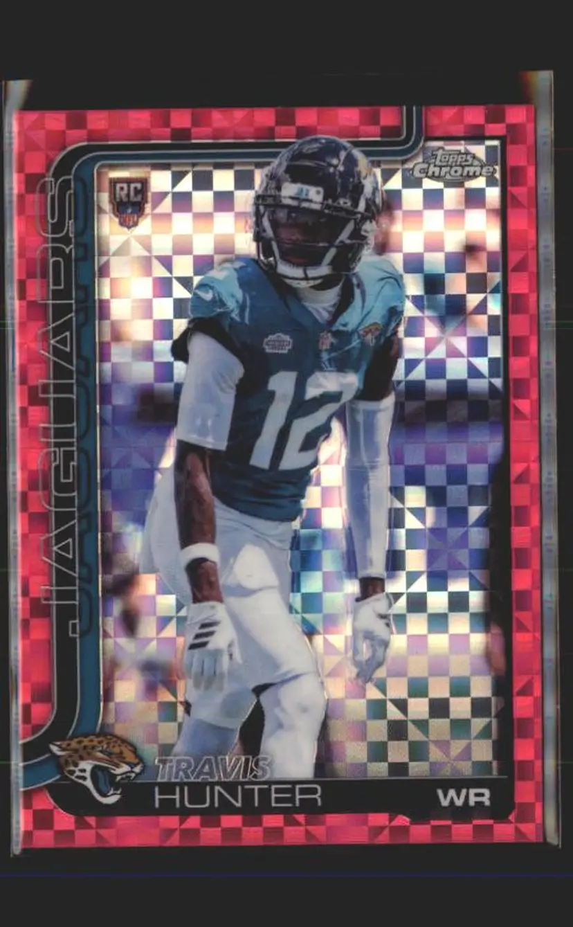 Travis Hunter 2025 Topps Chrome #332 Hot Pink X-Fractor - (140) - Jacksonville Jaguars