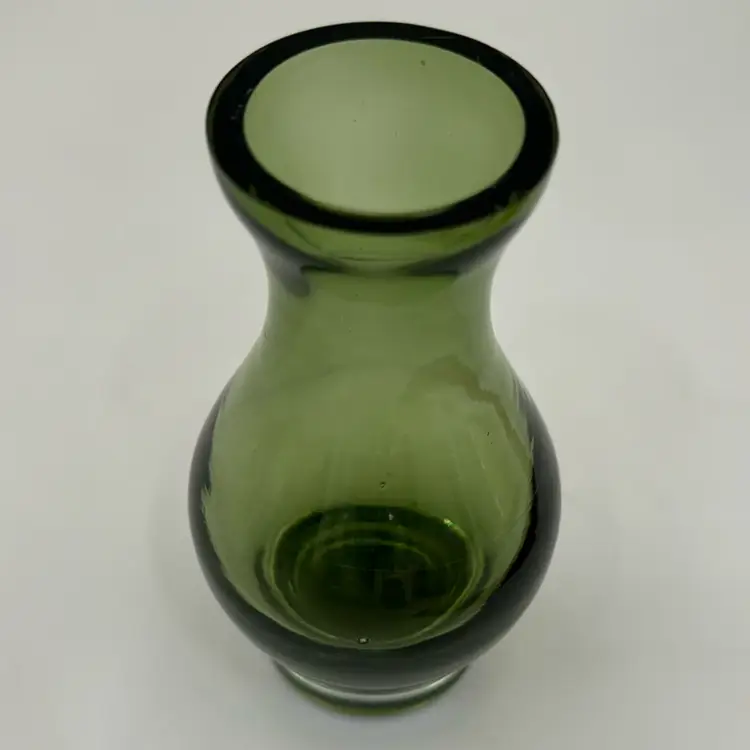 Olive Green Glass Bud Vase